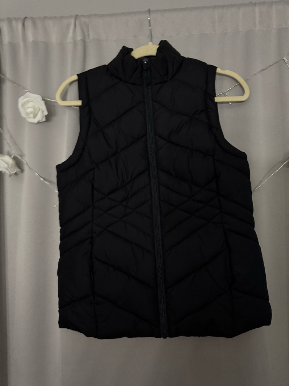 Black Quilted Packable Vest